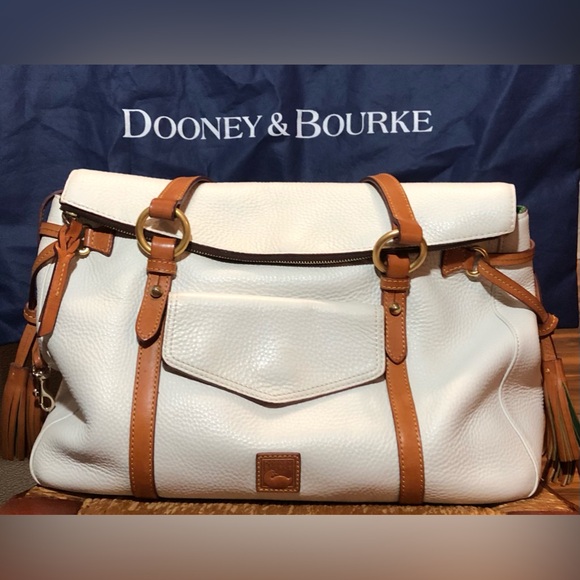 🌹🍃Dooney & Bourke White Leather Florentine Shopper Large Satchel~Shoulder Purse - Picture 2 of 14
